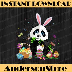 cute panda bunny egg hunting colorful egg happy easter day easter day png, happy easter day sublimation design
