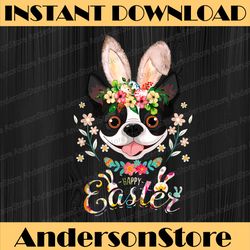 happy easter bunny boston terrier lovers with easter eggs easter day png, happy easter day sublimation design