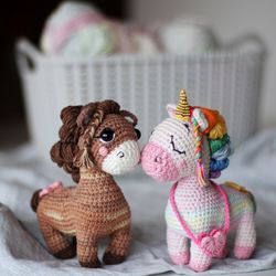 2 in 1 Crochet my little ponies pattern, Amigurumi Unicorn and Horse  pattern, Valentine's Day present, PDF Digital Down