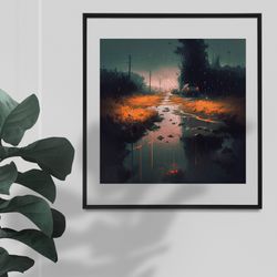 evening rain art printable