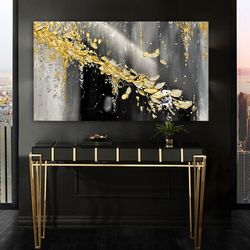 Epoxy Resine Painting, Abstract, Modern Epoxy Painting, Natural Cryctals, Large Gold leaf Abstract Painting