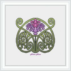 Cross stitch pattern Thistle celtic ornament flower viking Scotland Scandinavia counted crossstitch patterns PDF