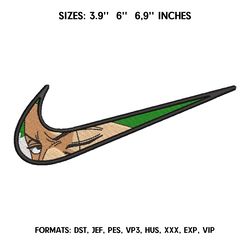 nike zoro embroidery design file pes. anime one piece embroidery design. machine embroidery pattern, swoosh embroidery