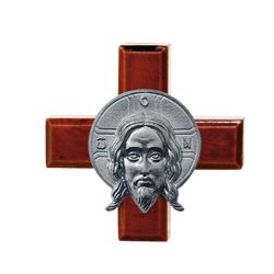 Russian Classic Mahogany Wood Decorative Hanging Wall Cross with silver plated Jesus | Height 2"