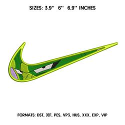 nike piccolo embroidery design file pes. anime dragon ball embroidery design. machine embroidery, swoosh embroidery