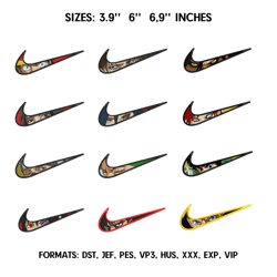 nike anime embroidery design bundle file. anime swoosh embroidery design bundle. machine embroidery, swoosh embroidery