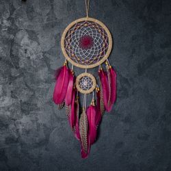 Handmade Dream catcher large red | Wine Red Dreamcatcher Native American style | Gift for Couple | Housewarming gifts