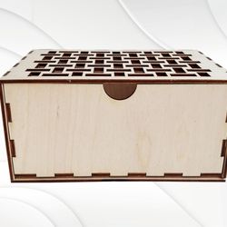 Gift box with tile pattern, svg dxf design for laser cutting. Glowforge svg project.