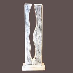 shabby chic. wooden abstract modern sculpture. home decor.