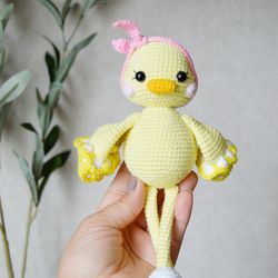 Crocheted duck amigurumi toy Easter gift for babies