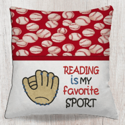 Reading is my favorite sport with Baseball Glove 2 designs reading pillow-INSTANT D0WNL0AD