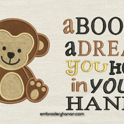 A book is a dream with baby monkey 2 designs reading pillow-INSTANT D0WNL0AD