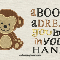 a book is a dream with baby monkey 2 designs reading pillow-instant d0wnl0ad