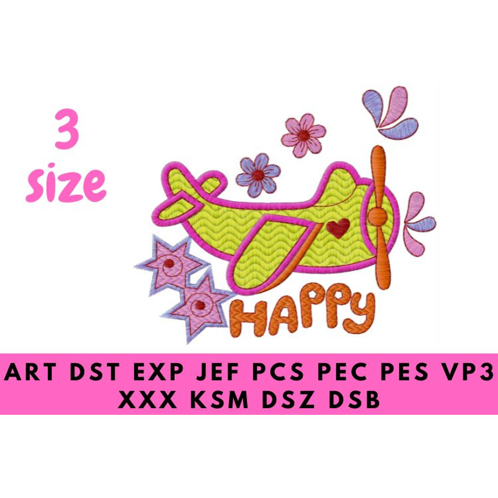 Happy plane embroidery design. Suitable for all embroidery machines1.jpg
