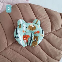 2 Pack Newborn Pillow with ears, Baby cushion, Newborn Baby Infant Pillow, Anti Roll Prevent Flat Head Support Neck