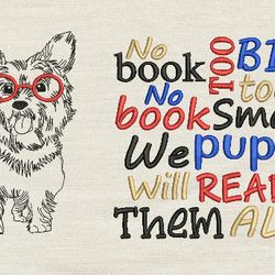 no book too big with dog 2 designs reading pillow-instant d0wnl0ad