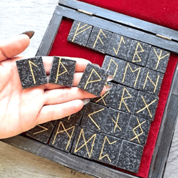 Nordic Rune Magic Rune Oracle Divination Witch gift Viking secret runes box Fortune telling Gemstone runes set