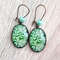 Green earrings dangle bronze glass cabochon.jpg
