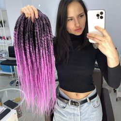 black to purple dreads synthetic crochet double ended de dreadlocks full set (45 pcs de)