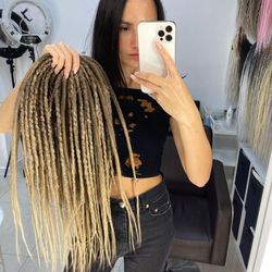 brown to beige dreads synthetic crochet double ended de dreadlocks full set (45 pcs de)