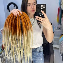 ginger to warm blonde dreads synthetic crochet double ended de dreadlocks full set (45 pcs de)