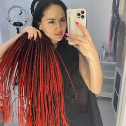 brown to red and burgundy dreads synthetic crochet double ended de dreadlocks full set (45 pcs de)