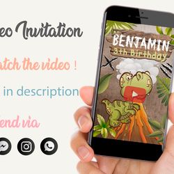 dinosaur birthday video invitation, dinosaur video invitation, dinosaur invitation