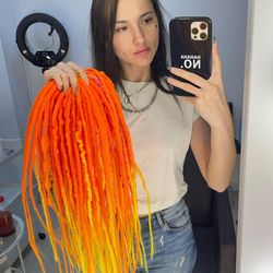 orange yellow dreads and braids mix synthetic crochet double ended de dreadlocks full set (50 pcs de)
