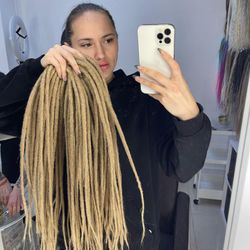 solid beige dreads synthetic crochet double ended de dreadlocks full set (45 pcs de)