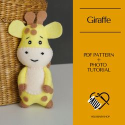 Giraffe Felt Animal PATTERN PDF, Felt Toy, Safari Stuffed Animal, Felt Sewing Pattern, Felt Ornament DIY, Jungle Nursery