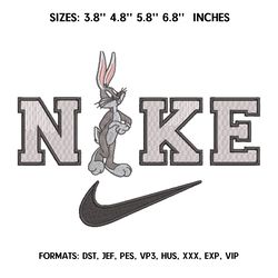 nike bugs bunny embroidery design file/  anime embroidery design/ nike logo machine embroidery / design pes dst