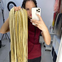 blonde mix braids synthetic classic smooth double ended de dreadlocks full set (60 pcs de)
