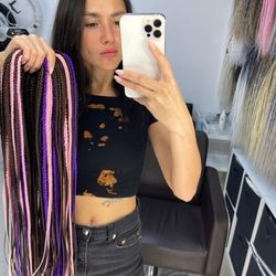 brown purple pink mix braids synthetic classic smooth double ended de dreadlocks full set (60 pcs de)