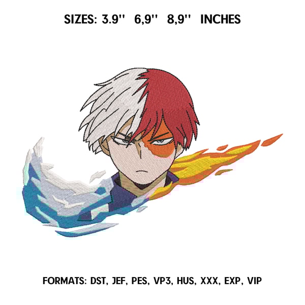 Nike Shoto Todoroki Embroidery Design File / My Hero Academi | Inspire ...