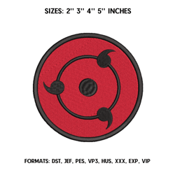 sharingan uchiha embroidery design file. anime embroidery pattern.  digital design instant down, anime inspired design