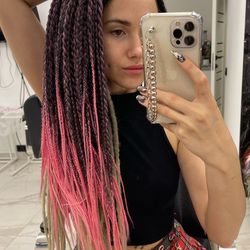 black to pink ombre braids synthetic classic smooth double ended de dreadlocks full set (60 pcs de)