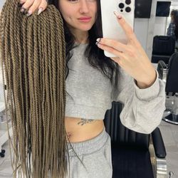 Light Brown Braids synthetic twisted smooth double ended de dreadlocks FULL SET (60 pcs DE)