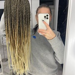 Brown to Beige Blonde ombre Braids synthetic twisted smooth double ended de dreadlocks FULL SET (60 pcs DE)