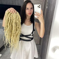 light blonde dreads boho synthetic crochet textured double ended de dreadlocks full set (45 pcs de)
