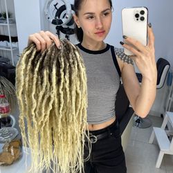 brown to blonde ombre dreads boho synthetic crochet textured double ended de dreadlocks full set (45 pcs de)