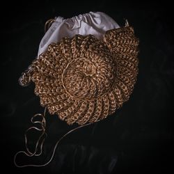 Crochet pattern shell bag PDF digital instant download, video tutorial, small round purse, women handbag
