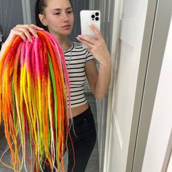 rainbow summer mix dreads synthetic crochet double ended de dreadlocks full set (50 pcs de)