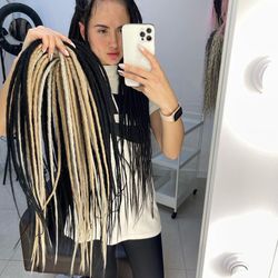 black blonde silver mix dreads synthetic crochet double ended de dreadlocks full set (45 pcs de)