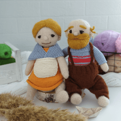 Grandpa and Grandma doll knitting patterns - Set of 2 patterns