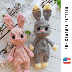 Crochet pattern Easter Bunny, amigurumi little rabbit toy, PDF pattern crochet bunny by CrochetToysForKids