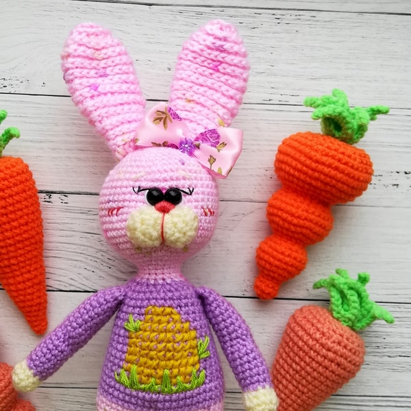 Crochet Easter rabbit pattern, amigurumi bunny toy | Inspire Uplift