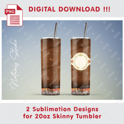 2 Monogram Cigar Templates - Seamless Sublimation Patterns - 20oz SKINNY TUMBLER - Full Tumbler Wrap