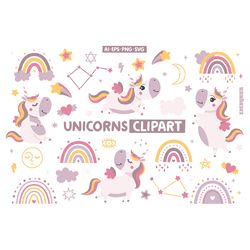Unicorn SVG, Unicorn PNG, Unicorn clipart, Rainbow SVG