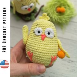 Crochet funny Easter chick pattern, amigurumi birds pattern. Crochet Easter decor pattern by CrochetToysForKids