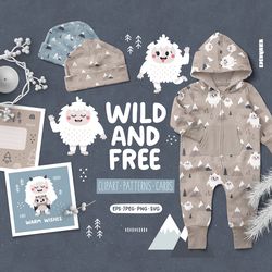 yeti clipart eps, yeti png, yeti svg, yeti clipart, bigfoot digital paper,